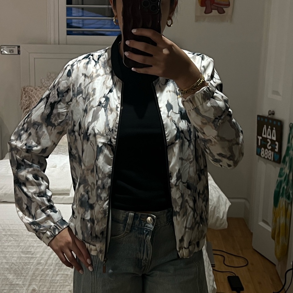 Olive + Oak Bomber Jacket with Neck Detail